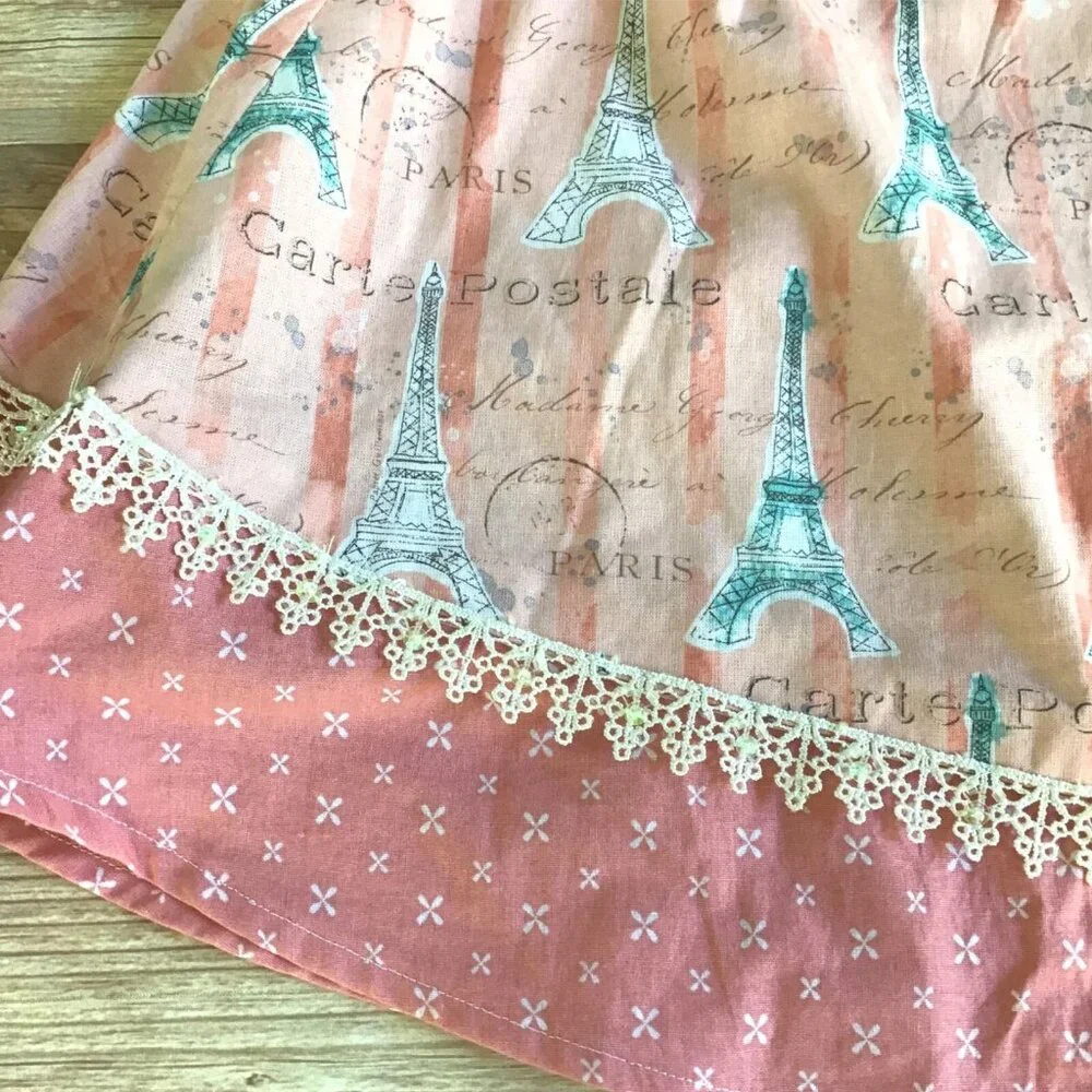Eiffel Tower Skirt Womens Size Small Pink Paris France Handmade Travel Vacation